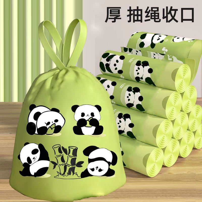 Cartoon Garbage Bag Drawstring Portable Thickened Automatic Closing Garbage Storage Bag Kitchen Office Pattern Plastic Bag - Image 2